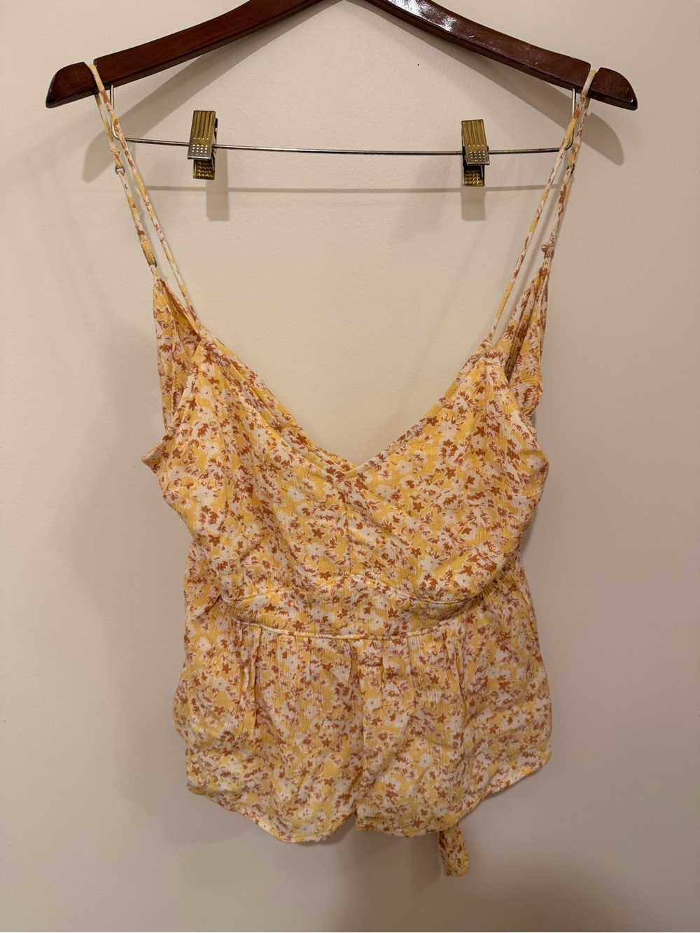 Abercrombie & Fitch Yellow Floral Spaghetti-Strap Cami Size S